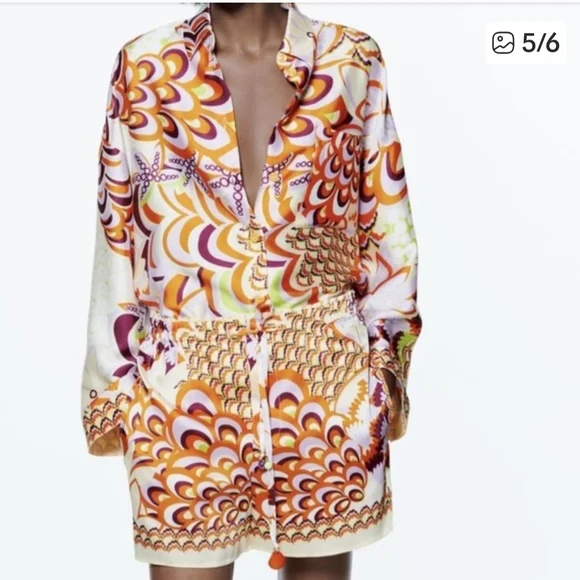 Zara Retro Print Two-Piece Set | Boho Chic Size L - Picture 1 of 8